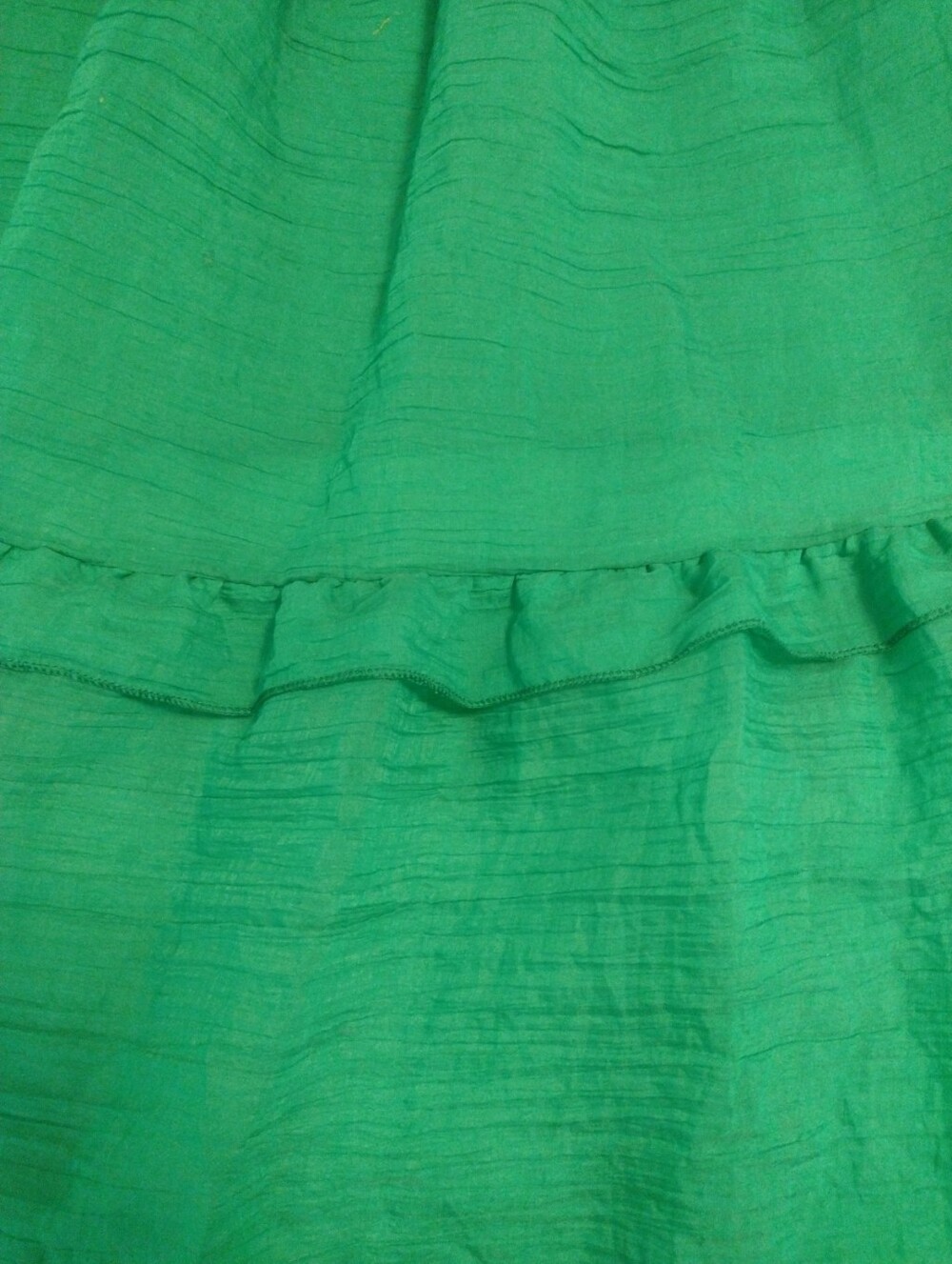 Anthropologie Kindred L Tiered Maxi Dress Elastic Neck Smocked Kelly Green - Picture 7 of 10